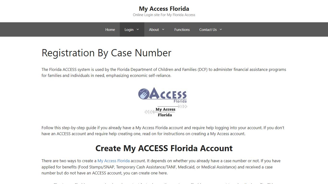 Registration By Case Number - My Access Florida